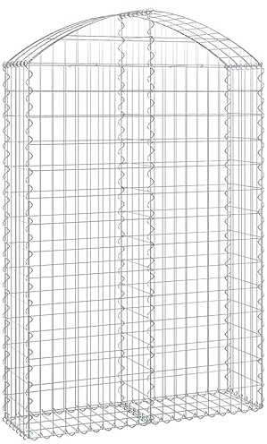 Nqyjm Clôture en Maille de Jardin Panier de Gabions Arqué 100x30x140/160 cm Fer Galvanisé, Mur à Gabion Cages à Pierres pour Terrasse Extérieur Pelouse Décorative