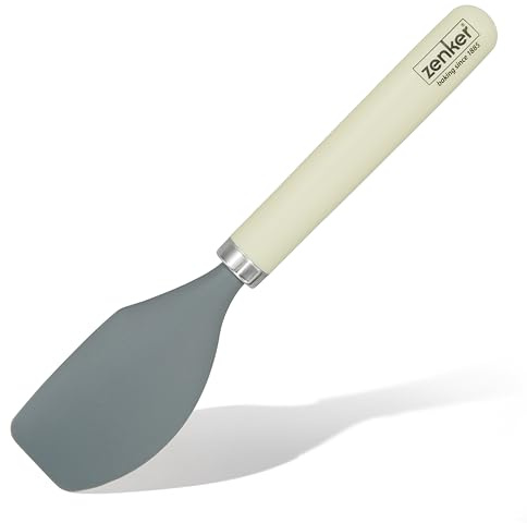 Zenker LFGB Silicone Spatula with Rounded Plastic Handle, Cream, 29.5x6.3cm | for Scraping Batter, Sauces, and Ingredients, Dishwasher Safe, for Coated Pots and Pans