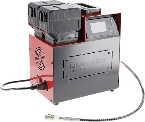 Umarex PerformanceAir 1400 PCP Compressor PCP-kompressor, bärbar högtryckskompressor upp till 300 bar, batteri eller 230 V drift, fosteranslutning, inkl. 2 Li-Ion batterier och laddare