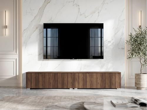 AXLIVING Barvo Warmia S Commode TV 2 x 100 cm Marron foncé Noyer