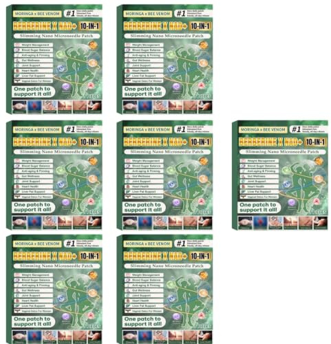 Liten nållapp för viktminskning och globalt välbefinnande - Berberine x NAD+ 10-i-1 - Moringa och bigift - utan stimulantia - 7 stycken