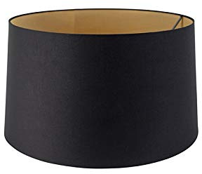 QAZQA Moderno Pantalla algodón negro/oro 45/50/28, Pantalla lámpara colgante,Pantalla lámpara de pie