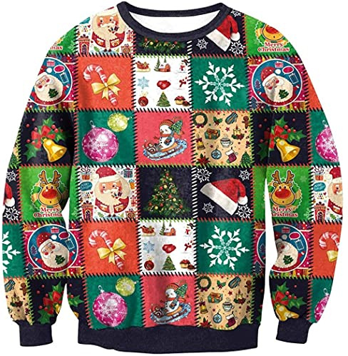 VENI MASEE långärmad jultröja med rund hals för kvinnor, sweatshirt, casual, festkostymer, Jul, XL-XXL