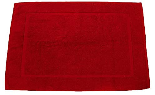 Lanudo® Luxus Badematte 900g/m² Pure Line 60x90 mit Bordüre. 100% feinste Frottier Baumwolle in höchster Qualität, Bad-Teppich, Bad-Vorleger, Frottee Rot