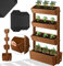 KESSER® Hochbeet mit 4 Etagen Premium Blumenkasten Blumentreppe Pflanztreppe Gemüsebeet Kräuterbeet Pflanzkübel Frühbeet Blumenbeet Pflanzkasten mit Gartenvlies - Beet inkl. Schaufelset, Braun