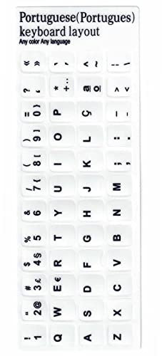 Adhesivo portugués de Repuesto para Teclado de Color Blanco, Respetuoso con el Medio Ambiente, Respetuoso con la Piel, a Prueba de Polvo, para el hogar, Viajes, Oficina para (Blanco portugués)