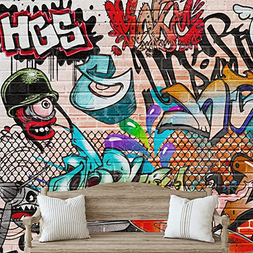 NWT Removable Wall Sticker/Wall Mural Urban Brick Wall Letter Spray Paint Graffiti & Street Art Typography Digital Art Pop Art Decorative Colorful for Living Room, Bedroom, Office - 66x96