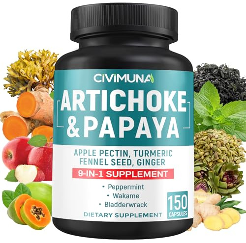 CIVIMUNA Artichoke Capsules with Artichoke, Papaya, Apple Pectin and More - 150 Capsules - for 5 Months Supply