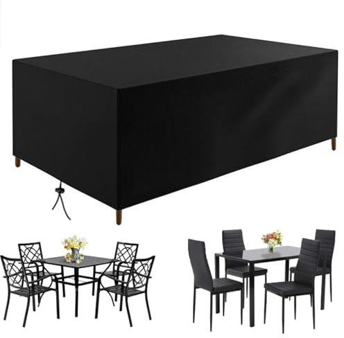 HNKDKJ Copertura per Mobili Da Giardino 100x60x40cm/LxWxH 420D Oxford Copertura per Mobili da Giardino Rettangolare Anti-UV Antivento Nero Copritavolo Tavolo da Esterno per Cortile Tavoli Sedie