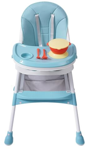 Trona para bebé, silla para niños, plegable, silla para niños, trona combinada con cinturón de seguridad, altura ajustable