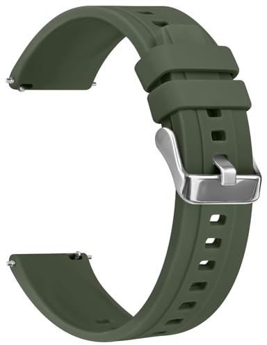 Vancle Correa de Reloj de Repuesto de Silicona, 22mm Correas de Reloj para Hombre y Mujer, con Pulseras de Repuesto de 22mm de Liberación Rápida, Verde Oscuro