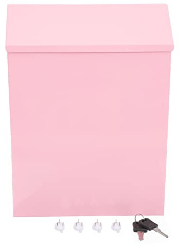 HOMSFOU Creative Iron Wall-mounted Mailbox Lock, Pink Multi-function Household Letter Box and Suggestion for Garden and Home Use