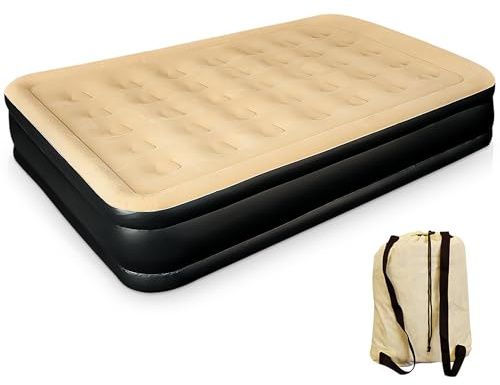 Crystals Double Air Bed with Built-In Electric Pump – High Raised Inflatable Air Mattress for Adults & Kids – Comfortable Blow Up Bed for Camping, Guests, Travel & Home Use – Portable & Durable