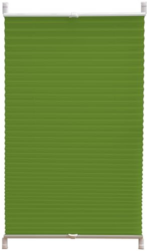 Deco4Me Plissee ohne Bohren (90 x 140 cm, Grün Crash) - Blickdicht, lichtdurchlässig, Keine Verdunkelung - Jalousien zum Klemmen - Faltrollos für Fenster