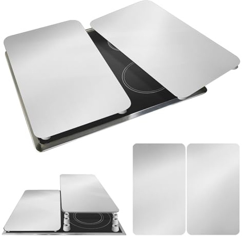 WENKO Spisskyddsplatta universal silver, set om 2 spisar för alla typer av spisar, härdat glas, 30 x 52 cm