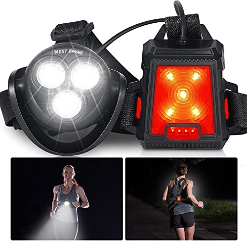 ICOCOPRO Running Light for Runners -500 Lumens, Running Chest Light with 360° Rotatable Lamp Head, Chest LED Lamp Run Light - IPX4 Waterproof - USB Rechargeable - Body Torch with Rear Safety Warning