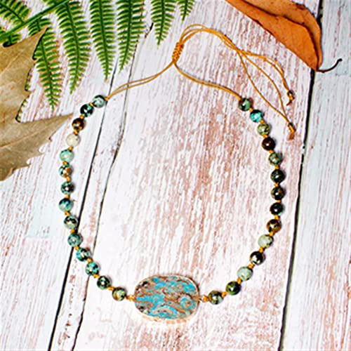 XXXXW Neuheit Halsketten Anhänger 8MM Naturstein Handgemachte Choker Halskette für Frauen Ethnische einzigartige Vintage Femme Schmuck Damen-Collier