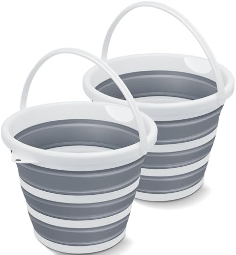 2-Pack 10L Collapsible Water Bucket for House Cleaning, Space-Saving Portable Small Buckets for Car Washing,Camping,Hiking,Fishing,RV