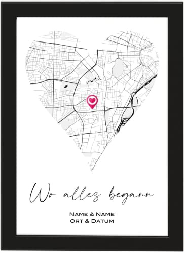 Deqosy Personalisiertes Wo alles begann Poster Geschenke für Frauen, Geschenk Freundin, Geschenk für Sie und Ihn, Partner Geschenke, Geschenke für Freundin Hochzeit Jahrestag