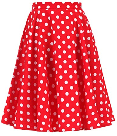 FYMNSI Jupe rockabilly vintage années 1950 pour femme - Imprimé floral rétro - Jupe plissée élastique taille haute - Jupe cloche évasée, M