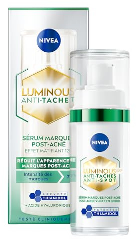 NIVEA Luminous 630 – Gesichtsserum nach Akne – reduziert das Erscheinungsbild von Markierungen – Mattierungseffekt 12H – einheitlicher Teint – patentiertes Thiamidol & Hyaluronsäure – fettige bis