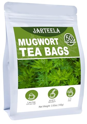 Jarteela - Mugwort Tea Bag, 2g x 50 Count - Pure Mugwort Herb - Natural Herbal Tea Bags for Digestion - Non-GMO - Caffeine-free Tea