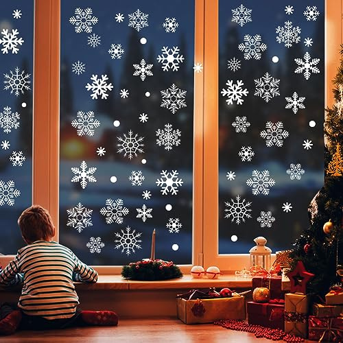 AUAUY 302 PCS Fensterdeko Schneeflocken, Wiederverwendbar, PVC | Weihnachten Fensterbilder, Statisch Haftend, für Fenster, Vitrine, Türen, Schaufenster Winter Schneeflocken Weihnachtsdeko