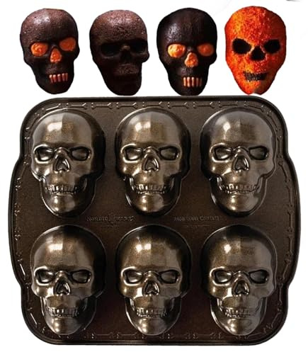 Halloween Totenkopf Backform Geisterschädel Muffinform, 3D Skelett Kuchenform Aus Aluminium, Totenkopf Eiswürfelformen Brotbackform Für Muffins, Cupcakes, Kuchen, Pudding, Eiswürfel Und Gelee