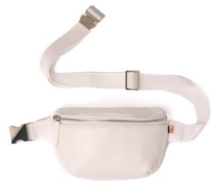 Kibou Gürteltasche aus veganem Leder, cremefarben, 8.25” x 4.75” x 2.75”, Wallet Crème