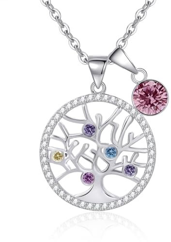 Tusuzik Regalos Navidad Mujer Colgante Árbol de la Vida Collar Mujer Plata 925 Joyas de Mujers Regalos Originales para Mamá Madre Cumpleaños Navidad Aniversario