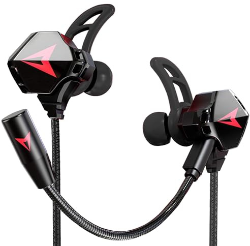 KASOTT Battle Buds Pro In-Ear Gaming Headset mit Dual-Mikrofon, Stummschaltung und Lautstärkeregler, kabelgebundene Ohrhörer für mobiles Gaming, Nintendo Switch, Xbox One, PS, PC (Neu-Schwarz)
