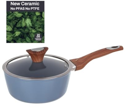 Casseruola con coperchio azzurro New Ceramic (20 cm un manico)