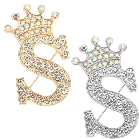 PATIKIL Brief Broschen Pins, Initial Strass Alphabet Brief Reversnadeln für Damen Anzüge Kleid Mantel Kleidung Handwerk