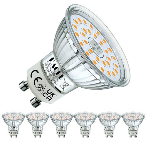EACLL GU10 LED Warmweiss 7W Ersetzt 100W Halogen Leuchtmittel, 6er-Pack. 730 Lumen 3000K Birnen, AC 230V Flimmerfrei Strahler, Abstrahlwinkel 120° Spot, Nicht Dimmbar Ø50xH53mm Reflektorlampen
