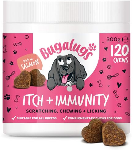 BUGALUGS Itch & Immunity Dog Treats – Helps Soothe Itchy Skin, Paws, Ears - Licking, Scratching - Perfect for Small, Medium & Large Dogs