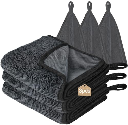 KUOGAS Auto Trockentuch XXL,3 Stück 40 x 60cm | Trockentuch Dusche, Mikrofasertücher, Shiny Bath Wipes Tücher für Verschiedene Anlässe Original