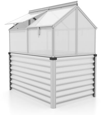 Vitavia Hochfrühbeet Gaia Jumbo Hoch- & Frühbeet | Aluminium, 122 x 83 x 137 cm | 4 mm Hohlkammerplatten | Rückenschonendes Gärtnern | Wetterfester Unterbau | Optimale Wachstumsbedingungen