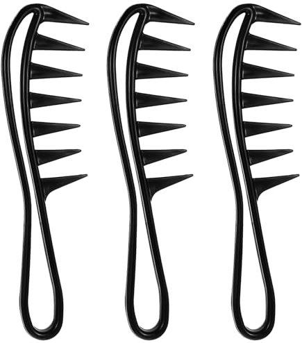 TIESOME 3 Pcs Wide Tooth Comb for Curls, Curling Shark Combs Styling Accessories Anti-Static Durable Hairdressing Tool for Women Detangler Detangling Curly Thick Shower Styling Dry