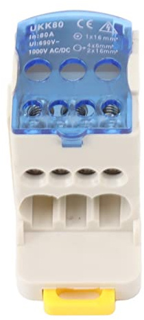 RASTKY Boîte de Jonction de Puissance de Rail à Haute Performance - Boîte de Distribution de Connecteurs de Blocs de Borne électrique pour les Applications jusqu'à 1000V avec Couverture (80A)