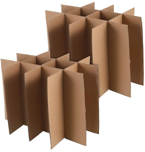 Glaswarentrenner 5 Stück Papier Schutzbox mit Facheinteilung | Umzug Verpackungsmaterial, Trenneinsätze für Versandkartons, Beige, Wiederverwendbar, Stabile Abtrennung