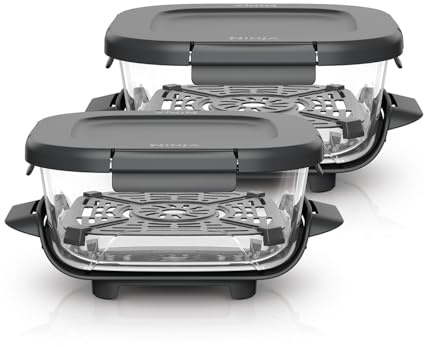 Ninja CRISPi 2 contenedores de alimentos TempWare de 1,4 l con tapa Snap-Lock para, aptos para freidora de aire, resistentes al choque térmico, prepara, cocina y guarda, tapa sin BPA XSKLIDPLT2EUUK