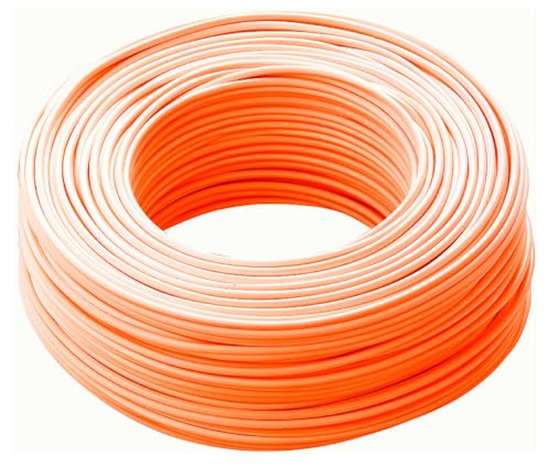 cordon, câble électrique, 25 mètres, 1,5 mm², 1 x 1,5 mm, couleur orange, cuivre, fil unipolaire, conforme CPR, FS17, idéal pour les rénovations électriques pour les maisons et les appartements