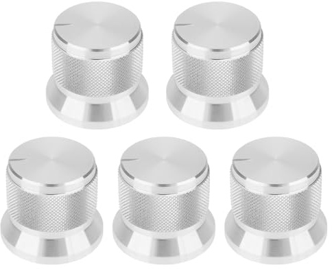 VGOL 5 Pezzi Manopola In Alluminio 20x17mm Adatta Per Potenziometro Con Albero Tipo D Da 6 Mm Argento