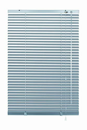 erfal Aluminium-Jalousie Wand- und Deckenmontage, inklusive Montage-Teile, Alu-Jalousie für Fenster und Türen B = 120 cm x H = 130 cm Silber