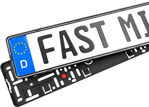 Fast Mile 2X Rahmenlose Auto Kennzeichenhalter – Mit Vibrationsdämpfer und Befestigungskit - Für Deutsche Standardkennzeichen - Größe 520 x 110 mm