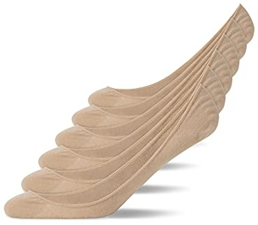 Snocks Füßlinge Damen & Herren aus Bio-Baumwolle 6 Paar - Unsichtbare Sneakersocken mit Silikonstreifen - Weich & Atmungsaktiv Ballerina Söckchen - Gr. 39-42 - Farbe Hellgrau