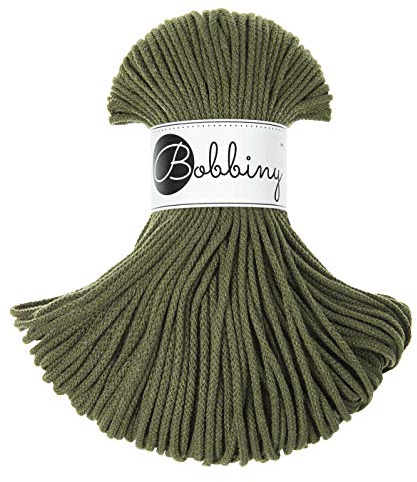 Bobbiny Junior, 3 mm flätat makramésnöre, (avokado) 100 m