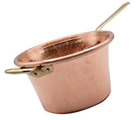 CREARTISTIC Paiolo per Polenta in Rame, 30 cm, 6L - Manico Ottone, 9 Persone, anche per Marmellata, Formaggi, Pentola Martellata a Mano - Made in Italy