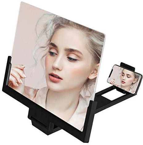 14 inch Mobile Phone Screen Magnifier 3D Video Movie Amplifier Magnifying Enlarged Foldable Phone Bracket Tablet Holder Stand (Color : Black)