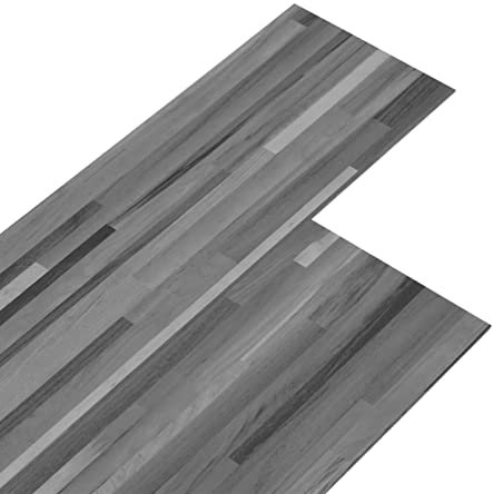Homgoday Sol vinyle autocollant, 36 lattes de 91,5 x 15,2 x 0,02 cm (2,51 m²), PVC, imperméable et découpable, haute adhérence, imitation bois, bandes pour sol en PVC autocollantes, gris rayé